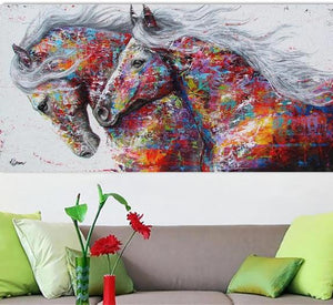 Multi-Color Race Horses HD Canvas